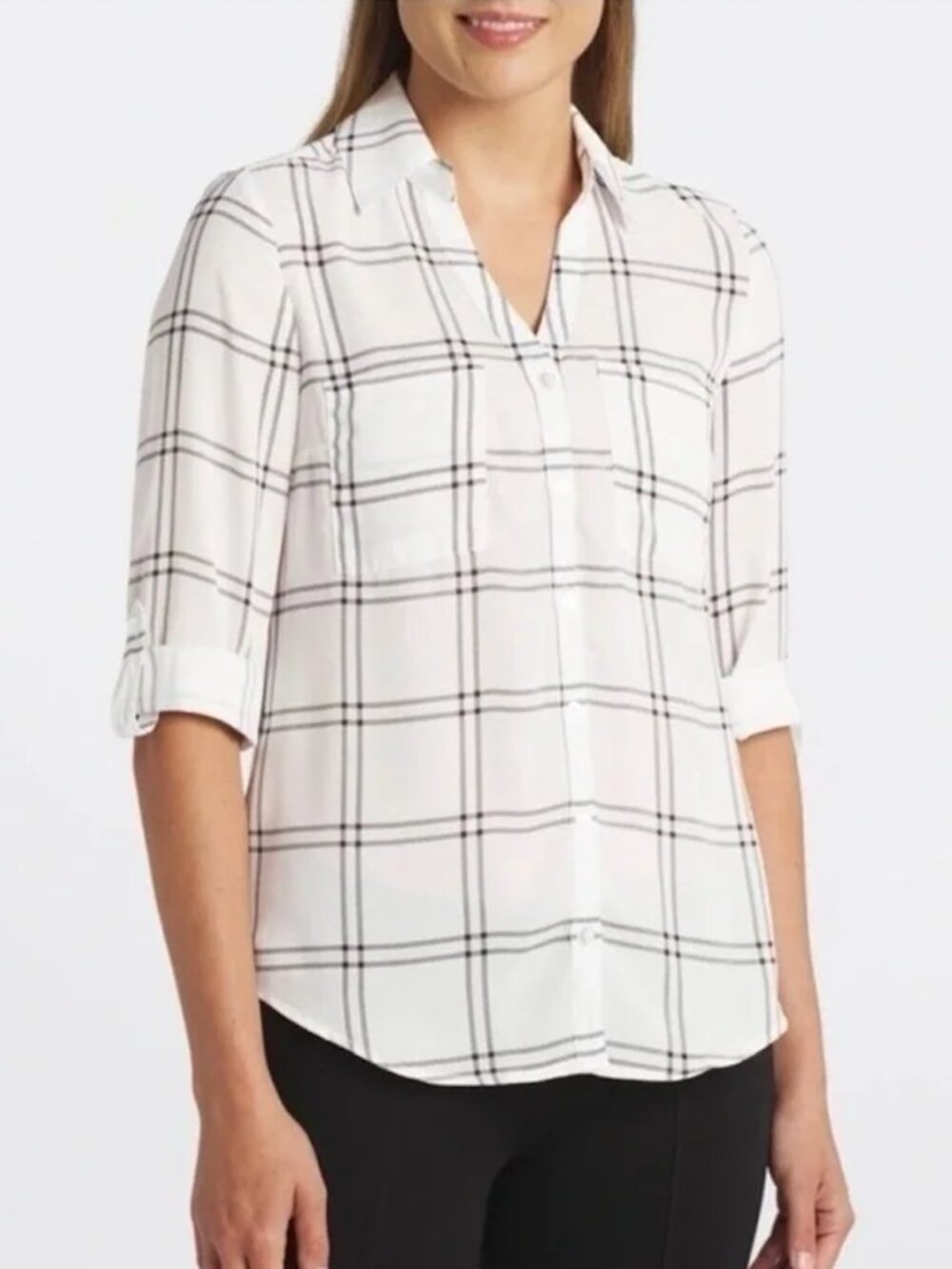 White Plaid Blouse